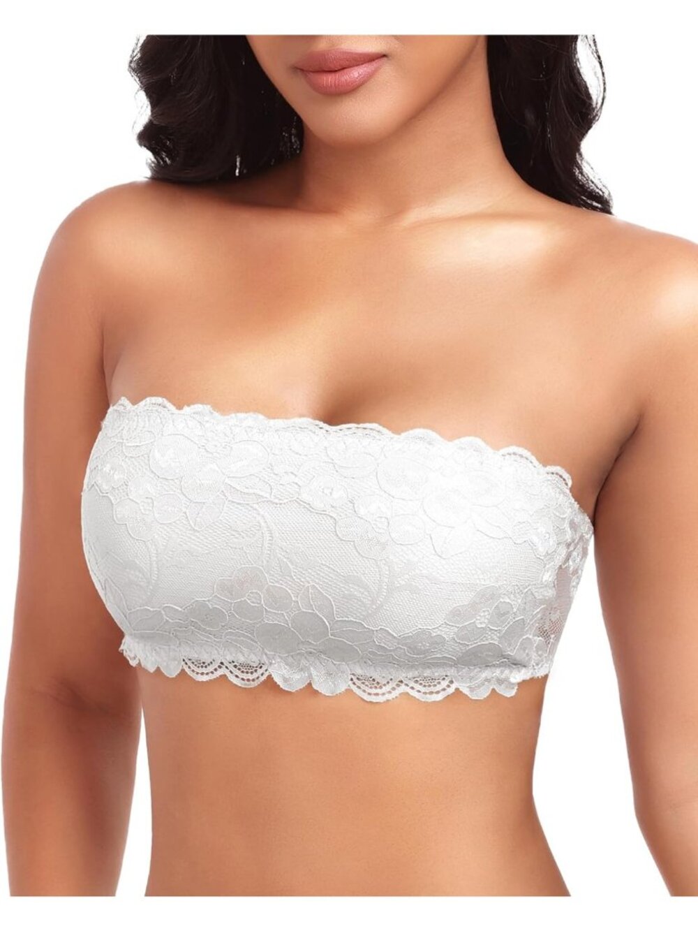 Lace Strapless Padded Bandeau Bra Bralette for Comfort & Style - Perfect Fit!